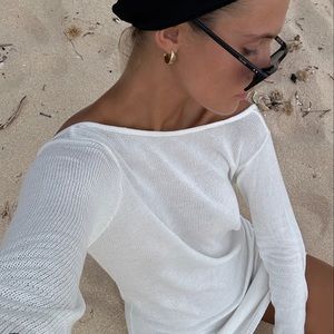 Flook the label Open Back White Long Sleeve Tee Top Revolve